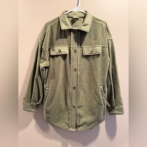 BiBi Olive Green Fleece Button Shacket Size M